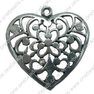 Pendant. Fashion Zinc Alloy jewelry findings. Heart 28x30mm. Sold by Bag