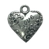 Pendant. Fashion Zinc Alloy jewelry findings. Heart 17x17mm. Sold by Bag
