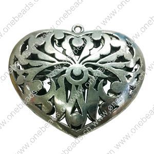 Hollow Bali Pendant. Fashion Zinc Alloy Jewelry Findings. Heart 75x65mm. Sold by PC