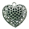 Hollow Bali Pendant. Fashion Zinc Alloy Jewelry Findings. Heart 35x34mm. Sold by PC