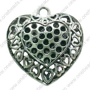 Hollow Bali Pendant. Fashion Zinc Alloy Jewelry Findings. Heart 35x34mm. Sold by PC