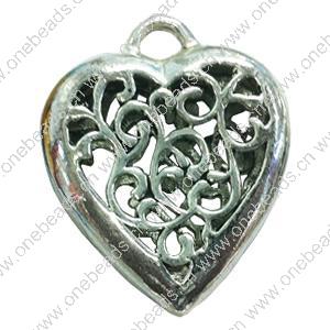 Hollow Bali Pendant. Fashion Zinc Alloy Jewelry Findings. Heart 47x40mm. Sold by PC