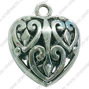 Hollow Bali Pendant. Fashion Zinc Alloy Jewelry Findings. Heart 32x27mm. Sold by PC