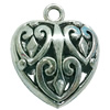 Hollow Bali Pendant. Fashion Zinc Alloy Jewelry Findings. Heart 32x27mm. Sold by PC
