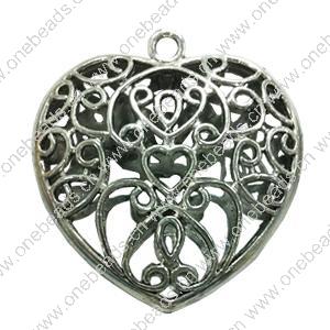 Hollow Bali Pendant. Fashion Zinc Alloy Jewelry Findings. Heart 48x45mm. Sold by PC