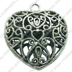 Hollow Bali Pendant. Fashion Zinc Alloy Jewelry Findings. Heart 32x29mm. Sold by Bag