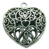 Hollow Bali Pendant. Fashion Zinc Alloy Jewelry Findings. Heart 32x29mm. Sold by Bag