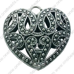 Hollow Bali Pendant. Fashion Zinc Alloy Jewelry Findings. Heart 36x36mm. Sold by PC