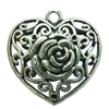 Hollow Bali Pendant. Fashion Zinc Alloy Jewelry Findings. Heart 34x34mm. Sold by PC

