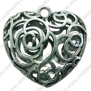 Hollow Bali Pendant. Fashion Zinc Alloy Jewelry Findings. Heart 35x35mm. Sold by PC