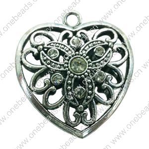 Hollow Bali Pendant. Fashion Zinc Alloy Jewelry Findings. Heart 43x38mm. Sold by PC