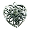 Hollow Bali Pendant. Fashion Zinc Alloy Jewelry Findings. Heart 43x38mm. Sold by PC
