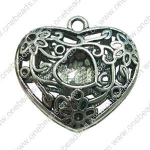 Hollow Bali Pendant. Fashion Zinc Alloy Jewelry Findings. Heart 47x52mm. Sold by PC