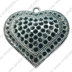 Hollow Bali Pendant. Fashion Zinc Alloy Jewelry Findings. Heart 45x53mm. Sold by PC