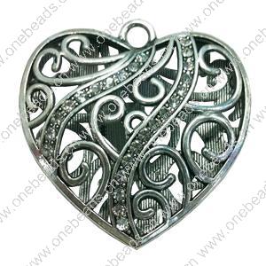 Hollow Bali Pendant. Fashion Zinc Alloy Jewelry Findings. Heart 50x52mm. Sold by PC