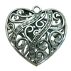 Hollow Bali Pendant. Fashion Zinc Alloy Jewelry Findings. Heart 50x52mm. Sold by PC