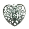 Hollow Bali Pendant. Fashion Zinc Alloy Jewelry Findings. Heart 65x63mm. Sold by PC