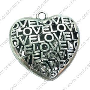 Hollow Bali Pendant. Fashion Zinc Alloy Jewelry Findings. Heart 34x34mm. Sold by PC