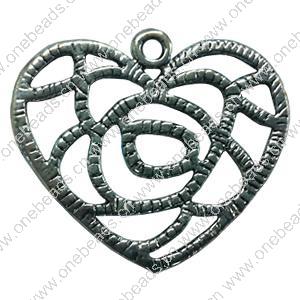 Pendant. Fashion Zinc Alloy jewelry findings. Heart 36x40mm. Sold by PC