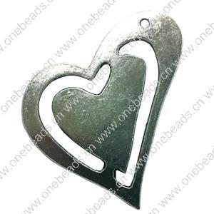 Pendant. Fashion Zinc Alloy jewelry findings. Heart 45x36mm. Sold by Bag