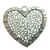 Pendant. Fashion Zinc Alloy jewelry findings. Heart 65x68mm. Sold by PC
