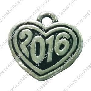 Pendant. Fashion Zinc Alloy jewelry findings. Heart 15x14mm. Sold by Bag