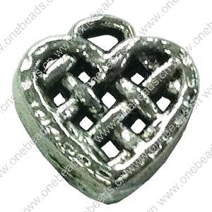 Pendant. Fashion Zinc Alloy jewelry findings. Heart 12x10mm. Sold by Bag