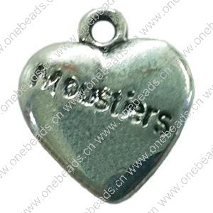 Pendant. Fashion Zinc Alloy jewelry findings. Heart 16x14mm. Sold by Bag