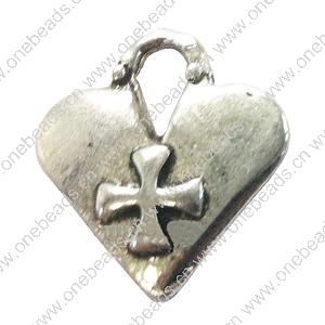 Pendant. Fashion Zinc Alloy jewelry findings. Heart 16x14mm. Sold by Bag