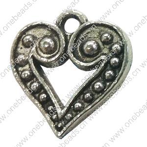 Pendant. Fashion Zinc Alloy jewelry findings. Heart 17x15mm. Sold by Bag