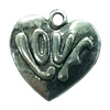 Pendant. Fashion Zinc Alloy jewelry findings. Heart 17x16mm. Sold by Bag
