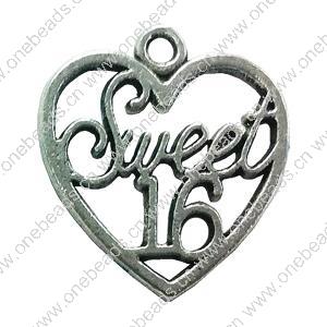 Pendant. Fashion Zinc Alloy jewelry findings. Heart 20x18mm. Sold by Bag