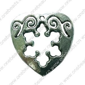 Pendant. Fashion Zinc Alloy jewelry findings. Heart 22x21mm. Sold by Bag