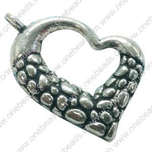 Pendant. Fashion Zinc Alloy jewelry findings. Heart 21x21mm. Sold by Bag