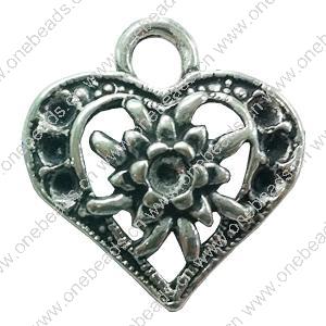 Pendant. Fashion Zinc Alloy jewelry findings. Heart 23x21mm. Sold by Bag