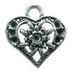 Pendant. Fashion Zinc Alloy jewelry findings. Heart 23x21mm. Sold by Bag
