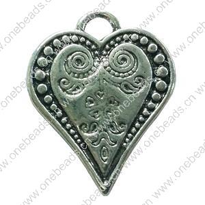 Pendant. Fashion Zinc Alloy jewelry findings. Heart 27x22mm. Sold by Bag