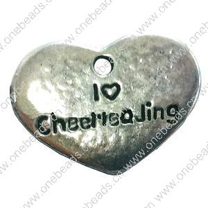 Pendant. Fashion Zinc Alloy jewelry findings. Heart 15x19mm. Sold by Bag