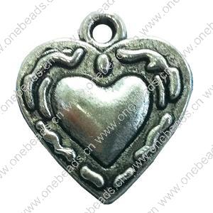 Pendant. Fashion Zinc Alloy jewelry findings. Heart 21x19mm. Sold by Bag