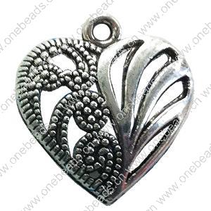 Pendant. Fashion Zinc Alloy jewelry findings. Heart 19x19mm. Sold by Bag