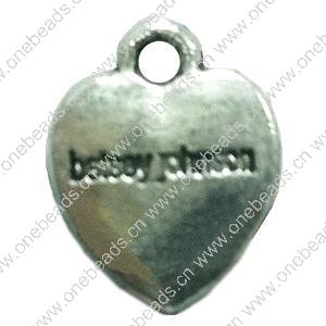 Pendant. Fashion Zinc Alloy jewelry findings. Heart 14x10mm. Sold by Bag