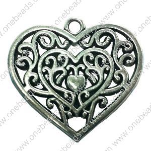 Pendant. Fashion Zinc Alloy jewelry findings. Heart 25x28mm. Sold by Bag
