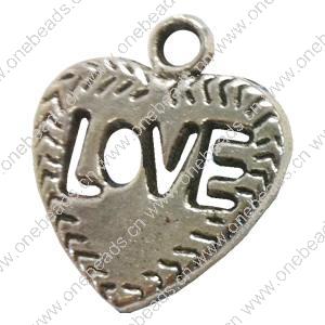 Pendant. Fashion Zinc Alloy jewelry findings. Heart 20x17mm. Sold by Bag