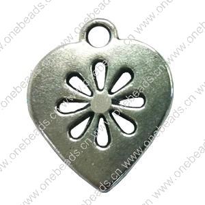 Pendant. Fashion Zinc Alloy jewelry findings. Heart 17x13mm. Sold by Bag