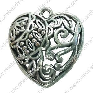 Pendant. Fashion Zinc Alloy jewelry findings. Heart 27x24mm. Sold by Bag