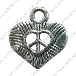 Pendant. Fashion Zinc Alloy jewelry findings. Heart 18x15mm. Sold by Bag