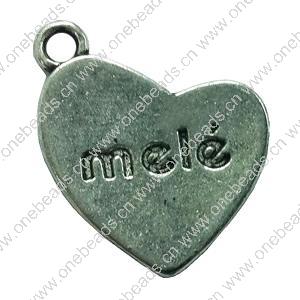 Pendant. Fashion Zinc Alloy jewelry findings. Heart 20x18mm. Sold by Bag