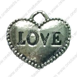 Pendant. Fashion Zinc Alloy jewelry findings. Heart 13x13mm. Sold by Bag