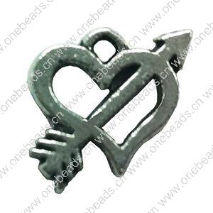 Pendant. Fashion Zinc Alloy jewelry findings. Heart 14x13mm. Sold by Bag