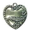 Pendant. Fashion Zinc Alloy jewelry findings. Heart 26x23mm. Sold by Bag
